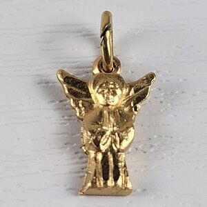 Vintage Signed Creed Gold-Tone Sterling Silver Religious Pendant 0.5"